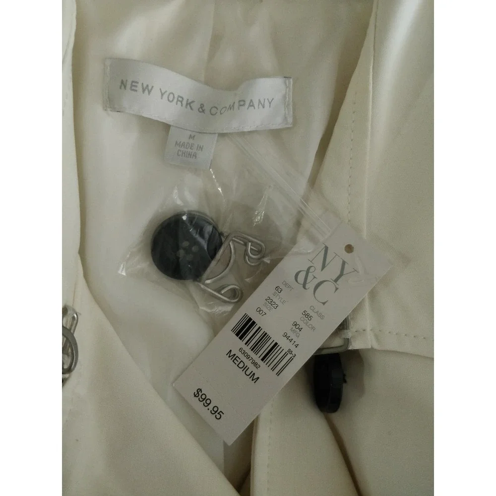 3/$20 Forever 21 Black White Colorblock Peacoat Trench Longline Jacket M - Picture 10 of 13